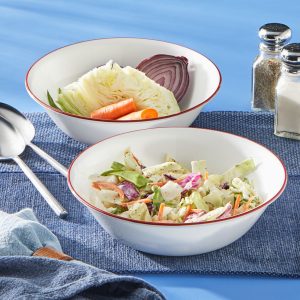 Alternative view of Corelle® Radiant Red Banded 1-quart Serving Bowls. 2-pack