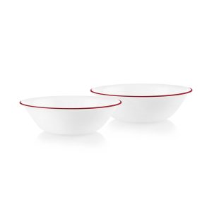 Corelle? Radiant Red Banded 1-quart Serving Bowls. 2-pack
