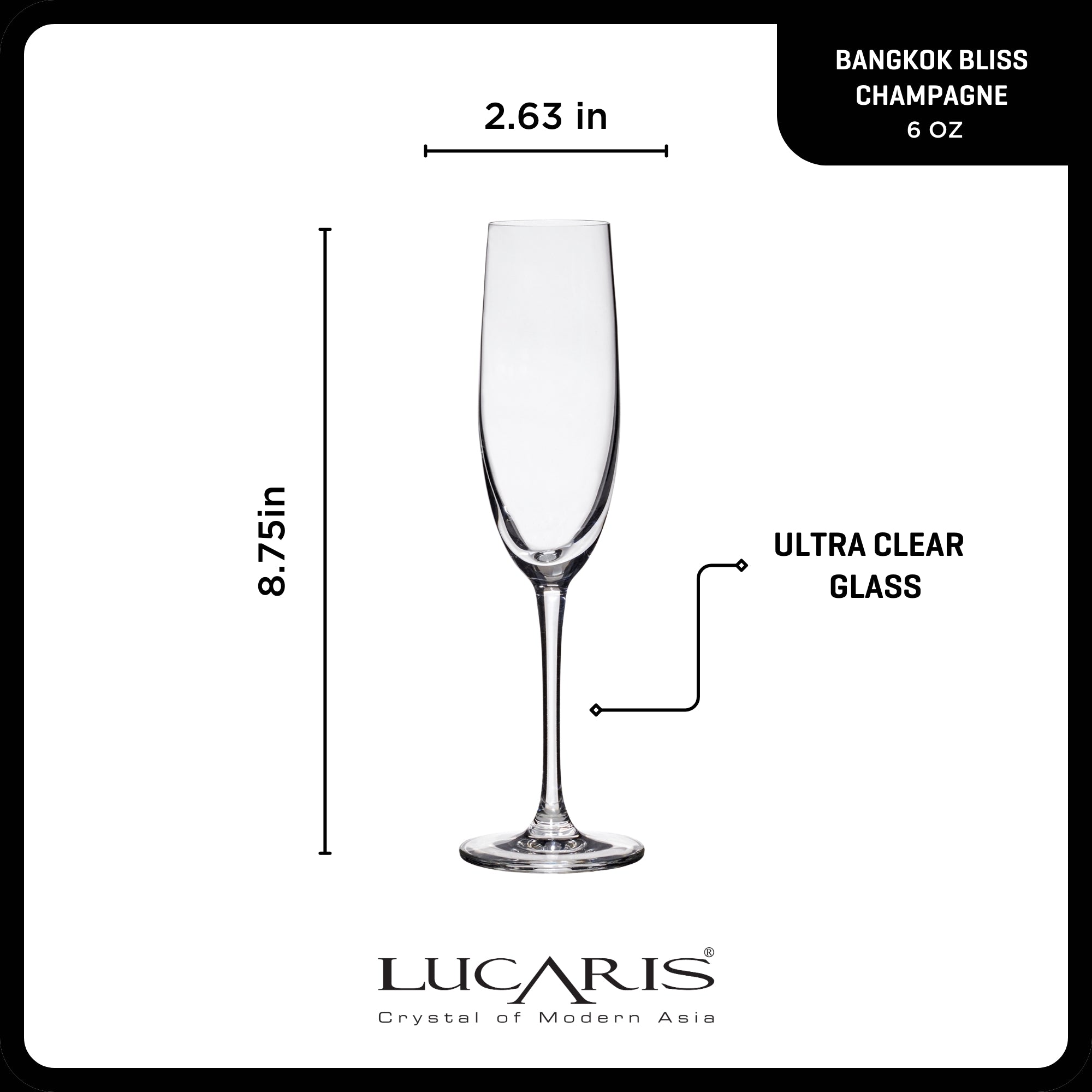 Lucaris Bangkok Bliss Champagne Flute Glasses (4-Pieces). 6-ounce. Dishwasher Safe. Lead-free Crystalline - Image 3