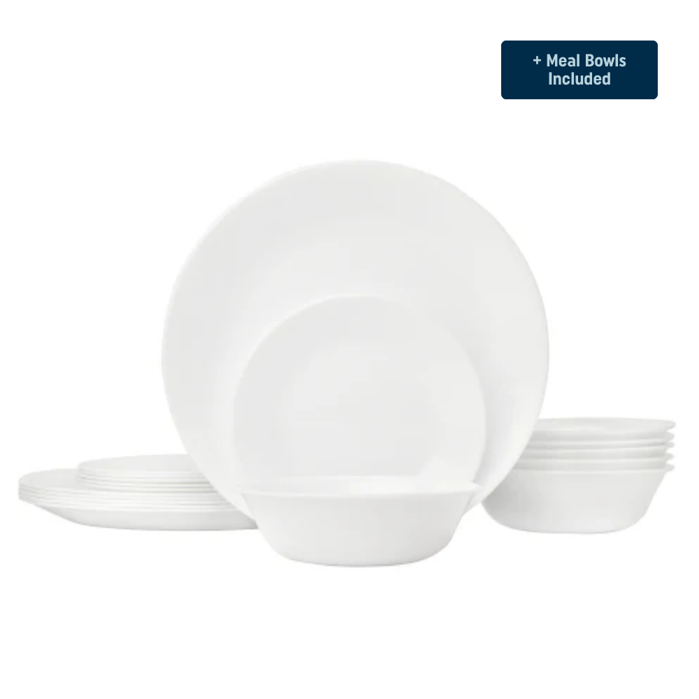 Corelle? Winter Frost White Dinnerware Set ?C Service for 8 + Meal Bowls
