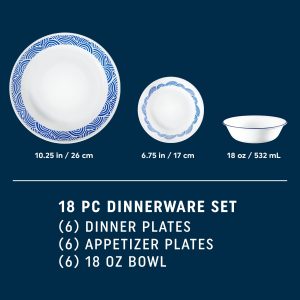 Alternative view of Corelle® Rolling Waves 18-piece Dinnerware Set. Service for 6