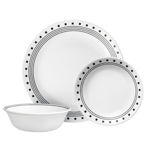 Corelle® City Block 18-piece Mugless Dinnerware Set. Service for 6