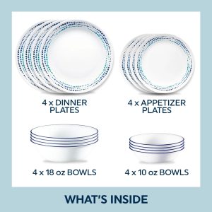 Alternative view of Corelle® Ocean Blues 16-piece Mugless Dinnerware Set. Service of 4