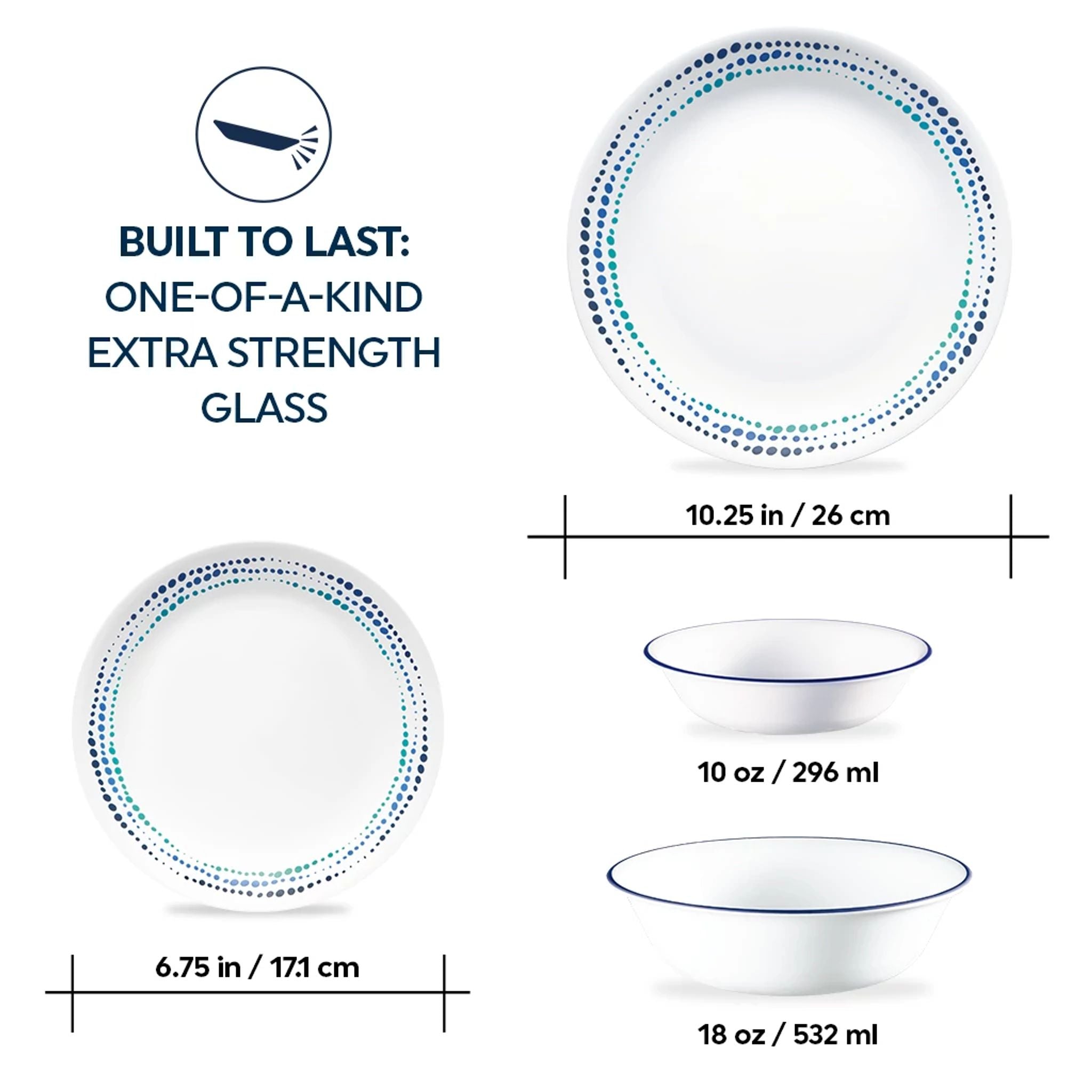 Corelle® Ocean Blues 16-piece Mugless Dinnerware Set. Service of 4 - Image 3