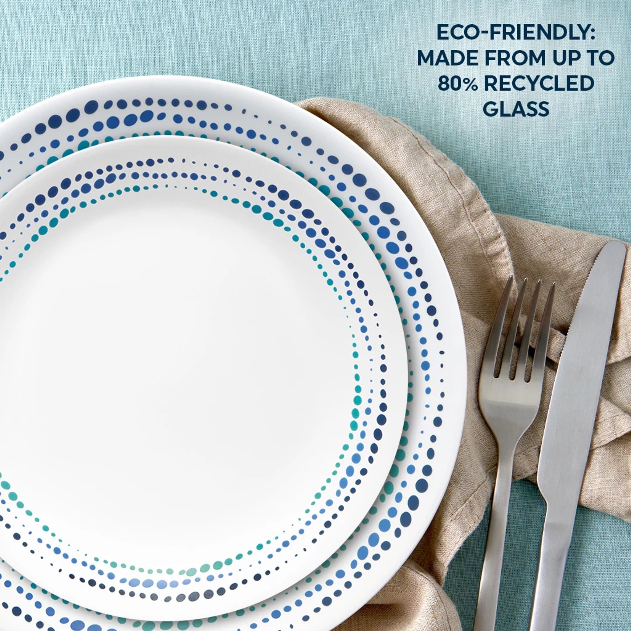 Corelle® Ocean Blues 16-piece Mugless Dinnerware Set. Service of 4 - Image 6