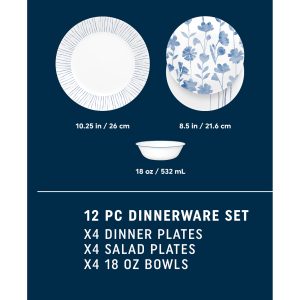 Alternative view of Corelle® Botanical Stripes 12-piece Dinnerware Set. Service for 4