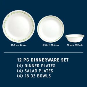 Alternative view of Corelle® Spring Blossom Green 12-piece Dinnerware Set. Service for 4