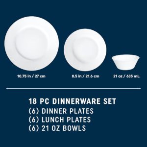 Alternative view of Corelle® Dazzling White Wide Rim 18pc Set. Service for 6